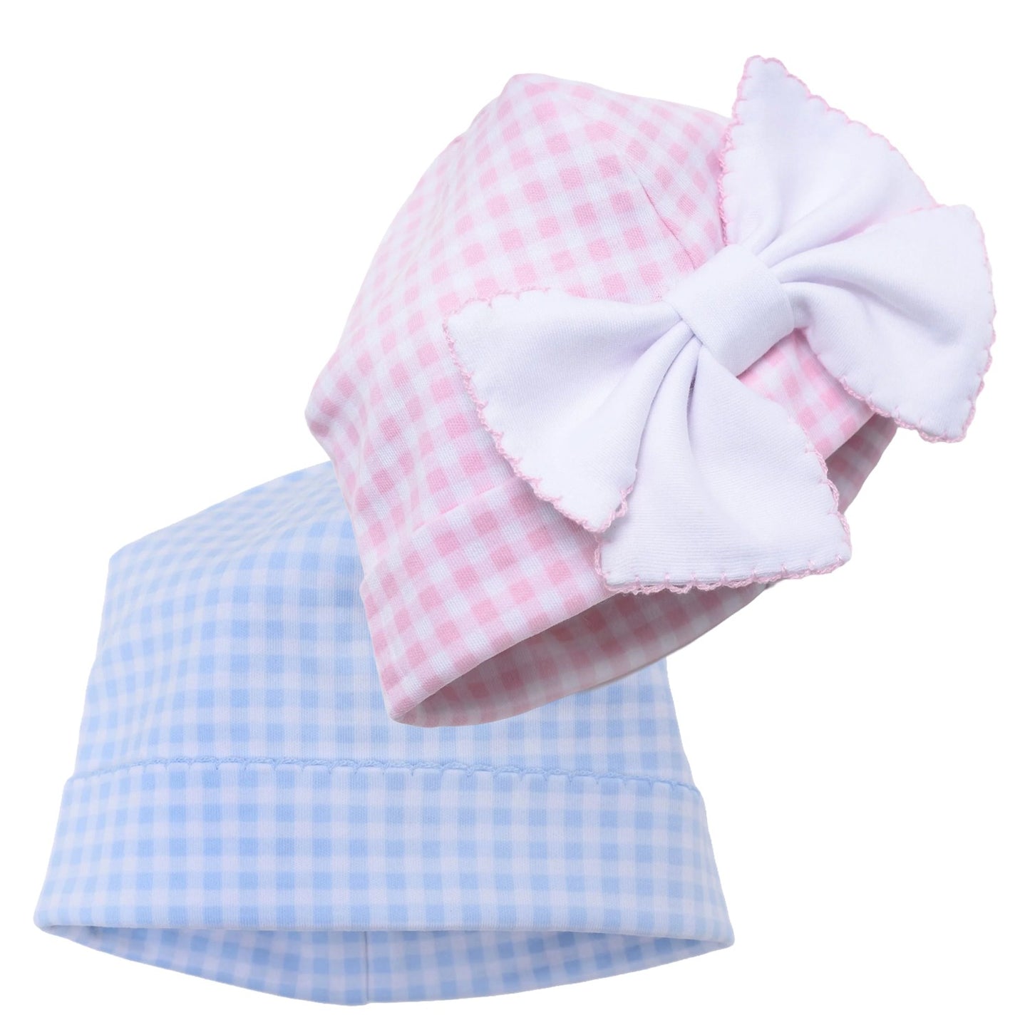 MB Mini Checks Hat (Pink Bow or Blue)