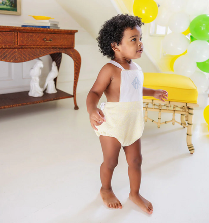 TBBC Sayre Sunsuit Worth Ave White/Seaside Sunny Yellow Seersucker