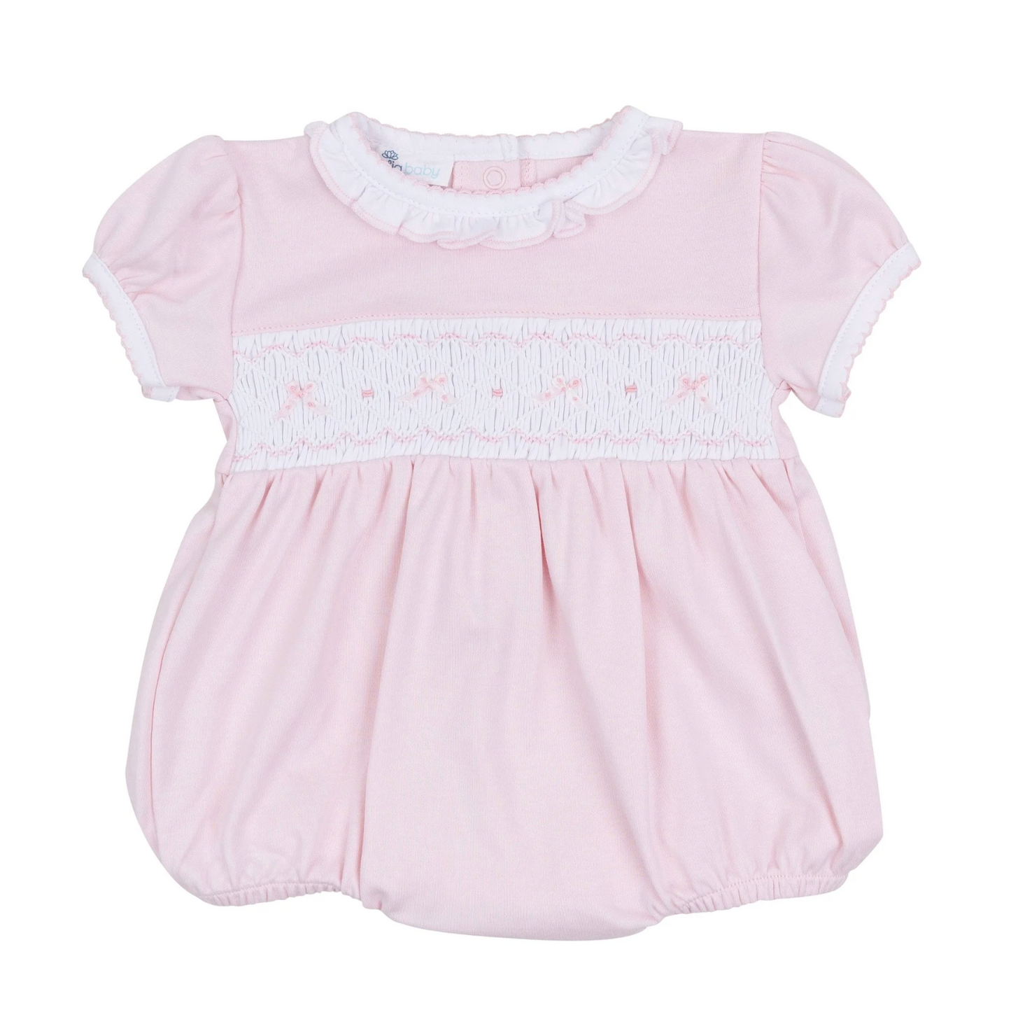 MB Ameila's Classics Pink Solid Smocked SS Girl Bubble