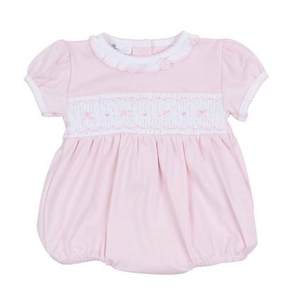 MB Ameila's Classics Pink Solid Smocked SS Girl Bubble
