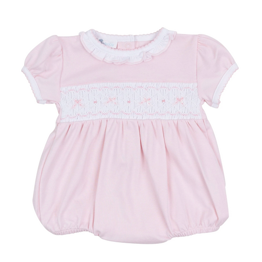 MB Ameila's Classics Pink Solid Smocked SS Girl Bubble