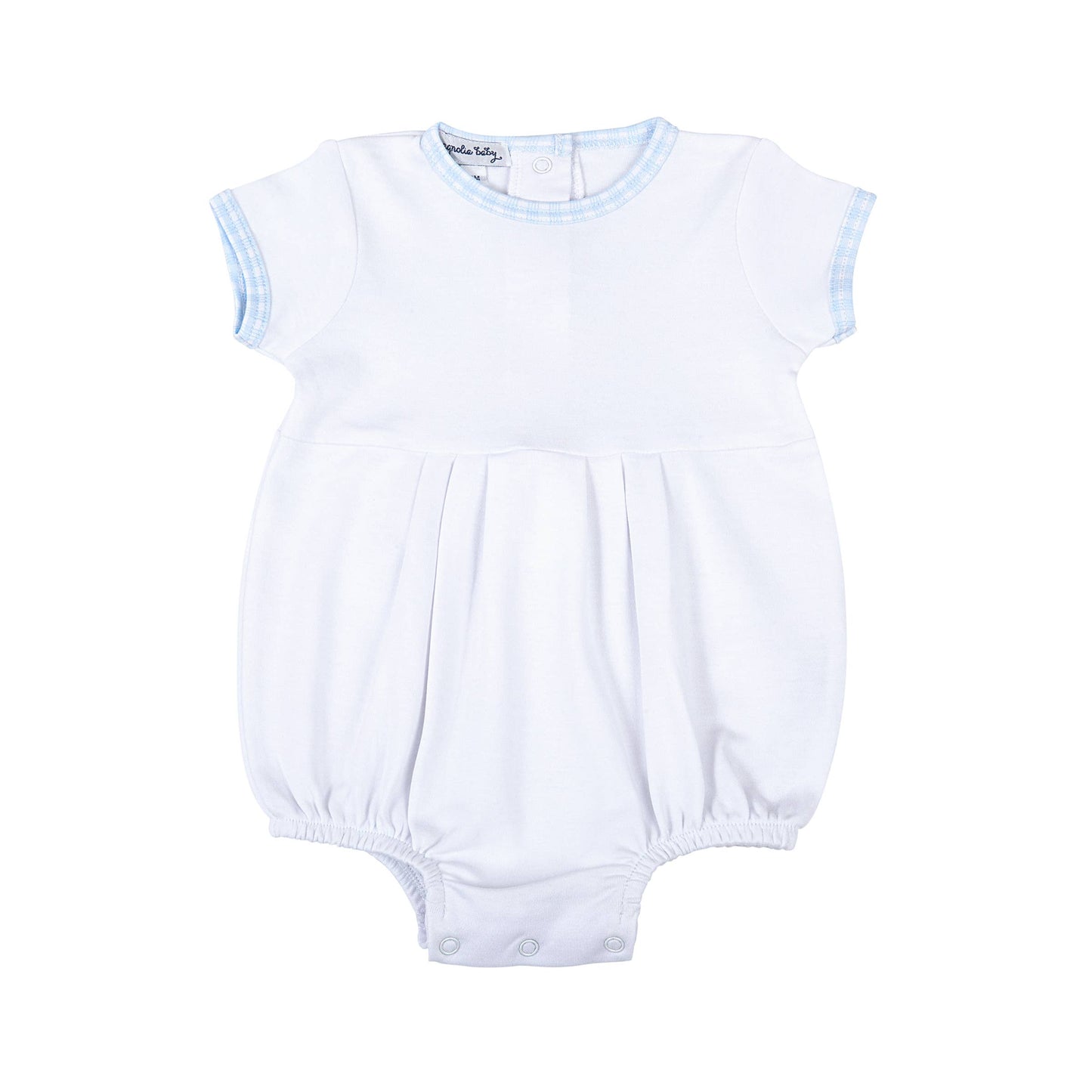 MB New Beginnings Blue S/S Bubble, White with Checkered Trim