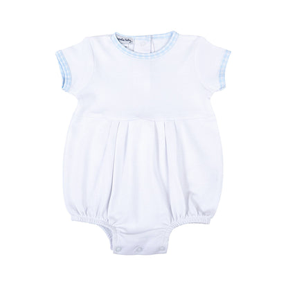 MB New Beginnings Blue S/S Bubble, White with Checkered Trim