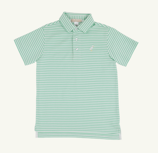 TBBC Grace Bay Green Stripe Prim & Proper Polo SS Multicolor Stork