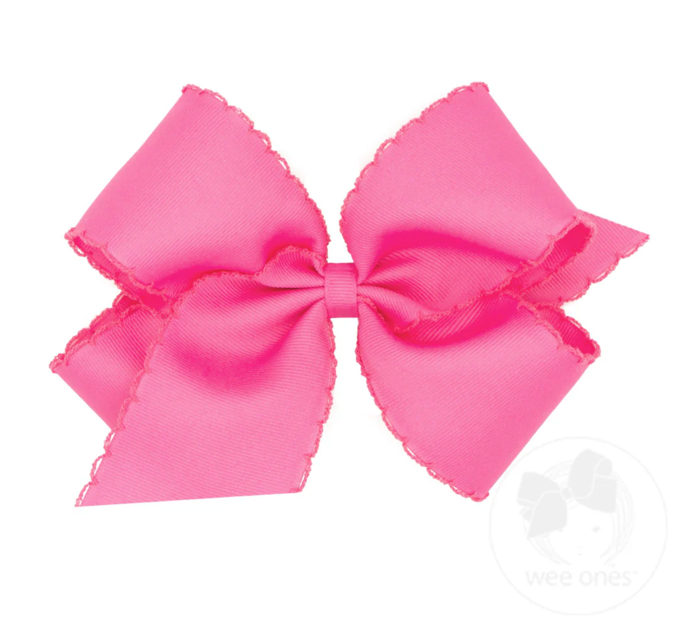 King Grosgrain Hair Bow with Matching Moonstitch Edge Wee Ones