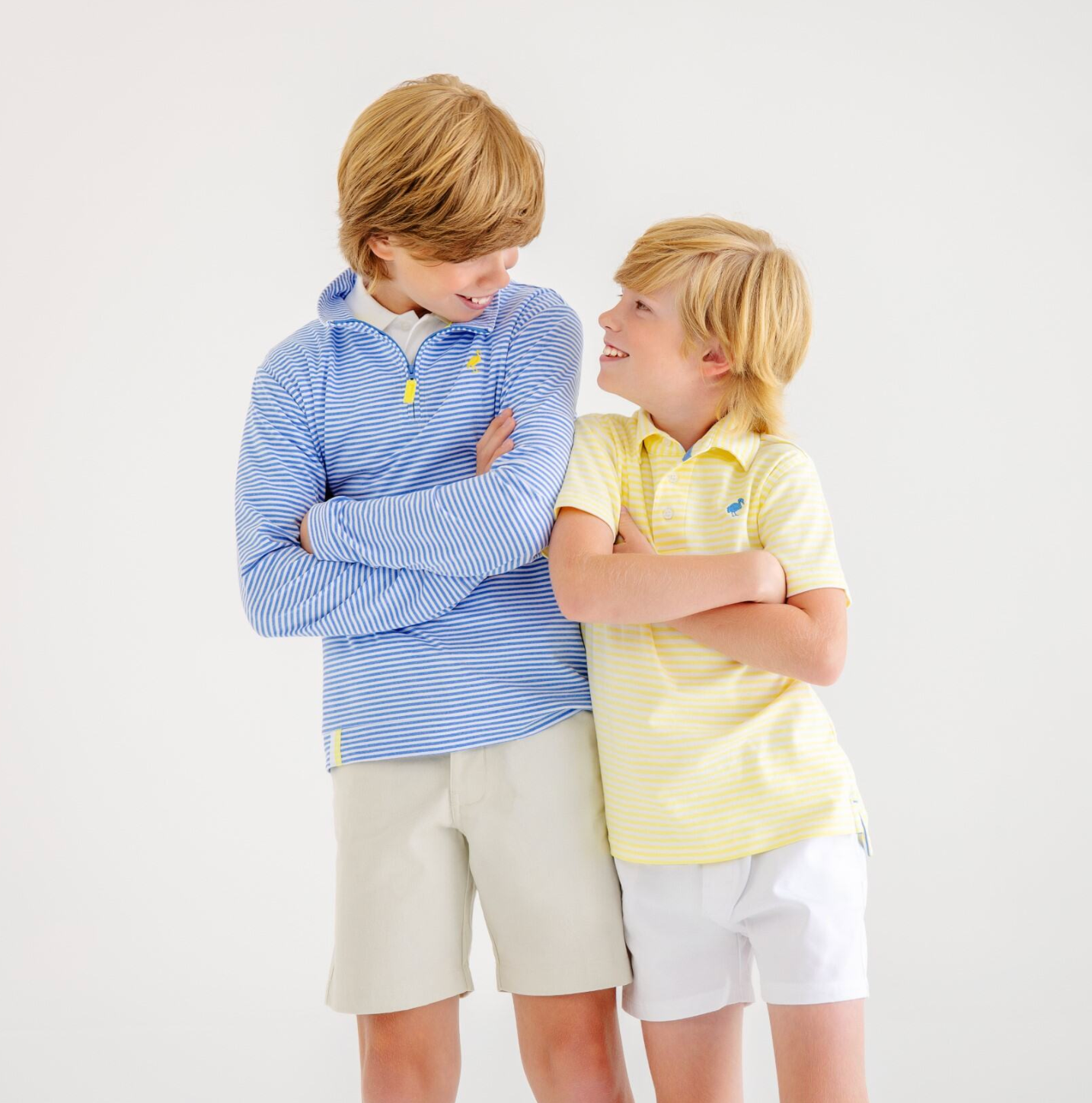 TBBC Lake Worth Yellow Stripe Prim & Proper Polo with Barbados Blue Stork