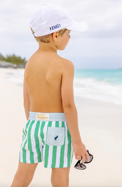 TBBC Turtle Bay Swim Trunks Kiawah Kelly Green Stripe BHB