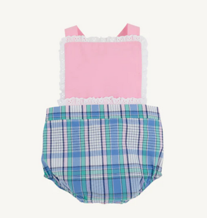 TBBC Sally Sunsuit Lauderdale Pier Plaid / Pier Party Pink Woven
