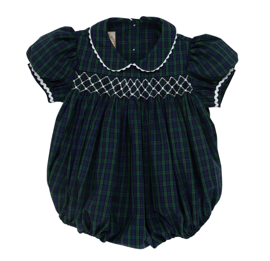 TBBC Dottie Hart Bubble Fall Party Plaid with White Smocking detail