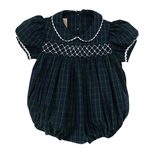 TBBC Dottie Hart Bubble Fall Party Plaid with White Smocking detail