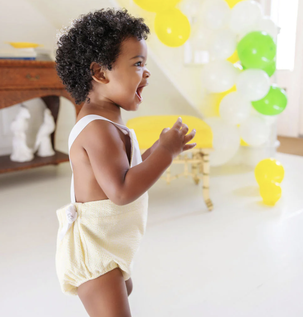 TBBC Sayre Sunsuit Worth Ave White/Seaside Sunny Yellow Seersucker