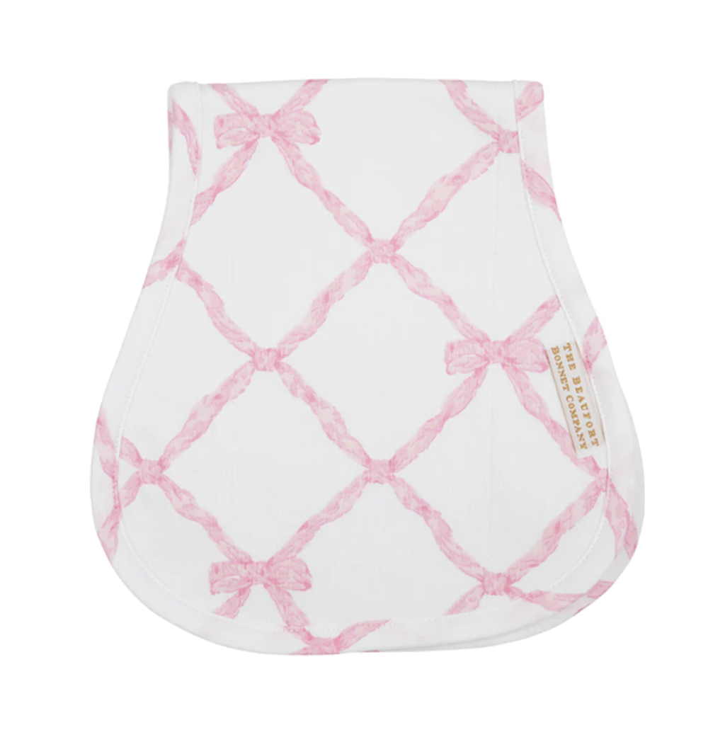 TBBC Oopsie Daisy Burp Cloth Belle Meade Bow Pink