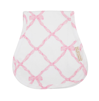 TBBC Oopsie Daisy Burp Cloth Belle Meade Bow Pink