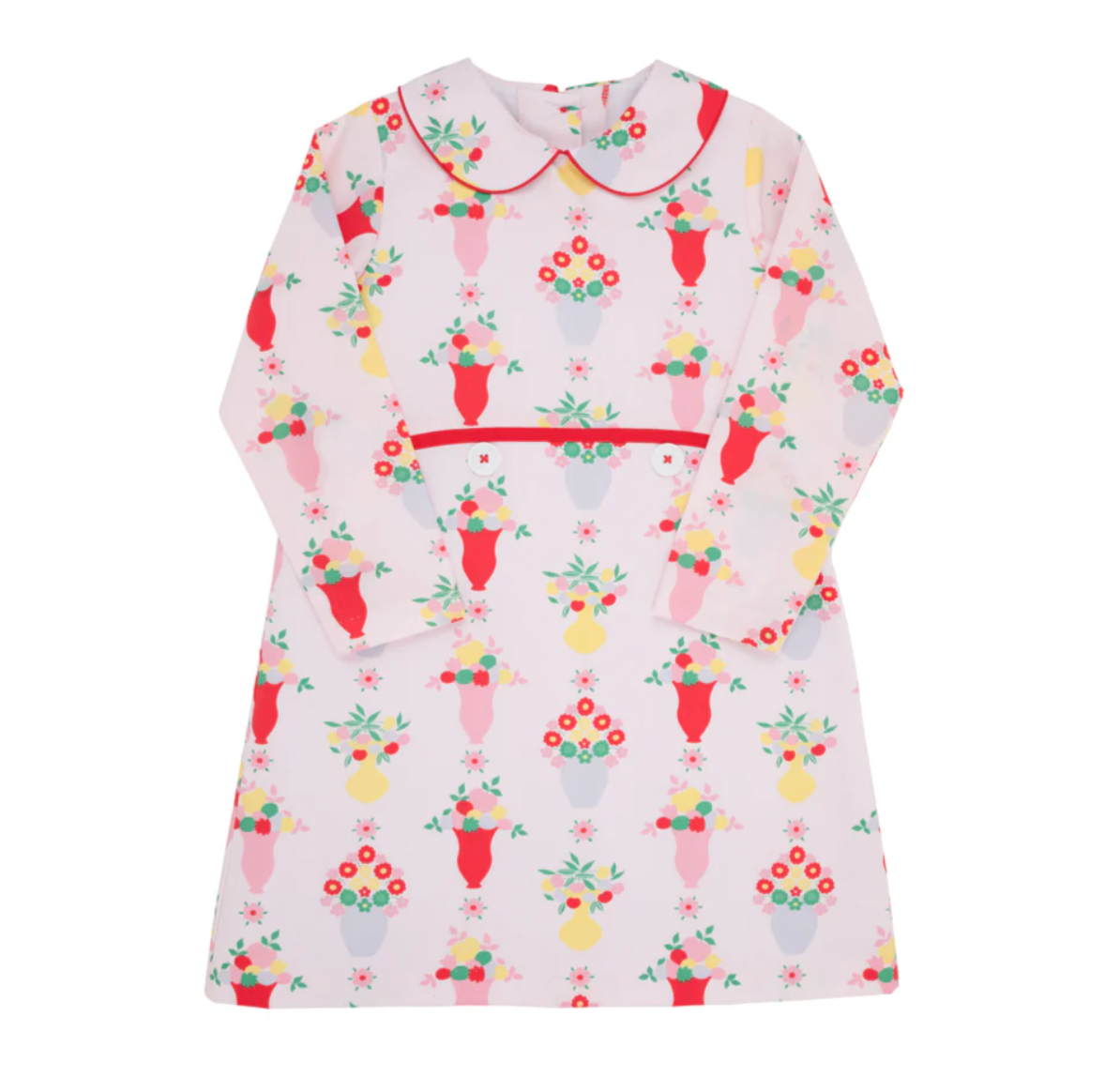 TBBC Lindy's Lunch Dress Broadcloth Pink and Plentiful with Richmond Red