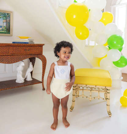 TBBC Sayre Sunsuit Worth Ave White/Seaside Sunny Yellow Seersucker
