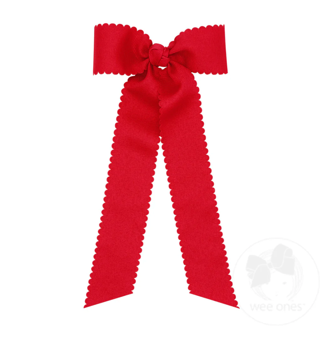 Medium Grosgrain Streamer Bow with Scalloped Edge - Wee Ones