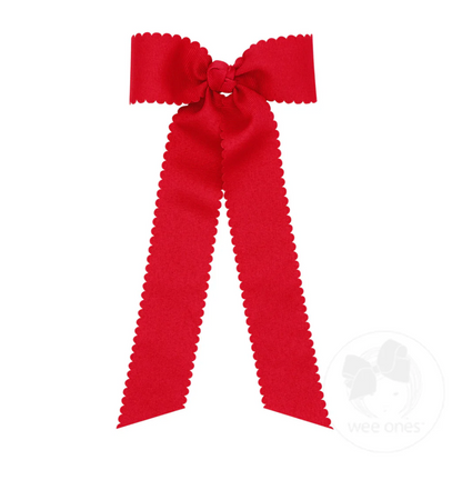Medium Grosgrain Streamer Bow with Scalloped Edge - Wee Ones