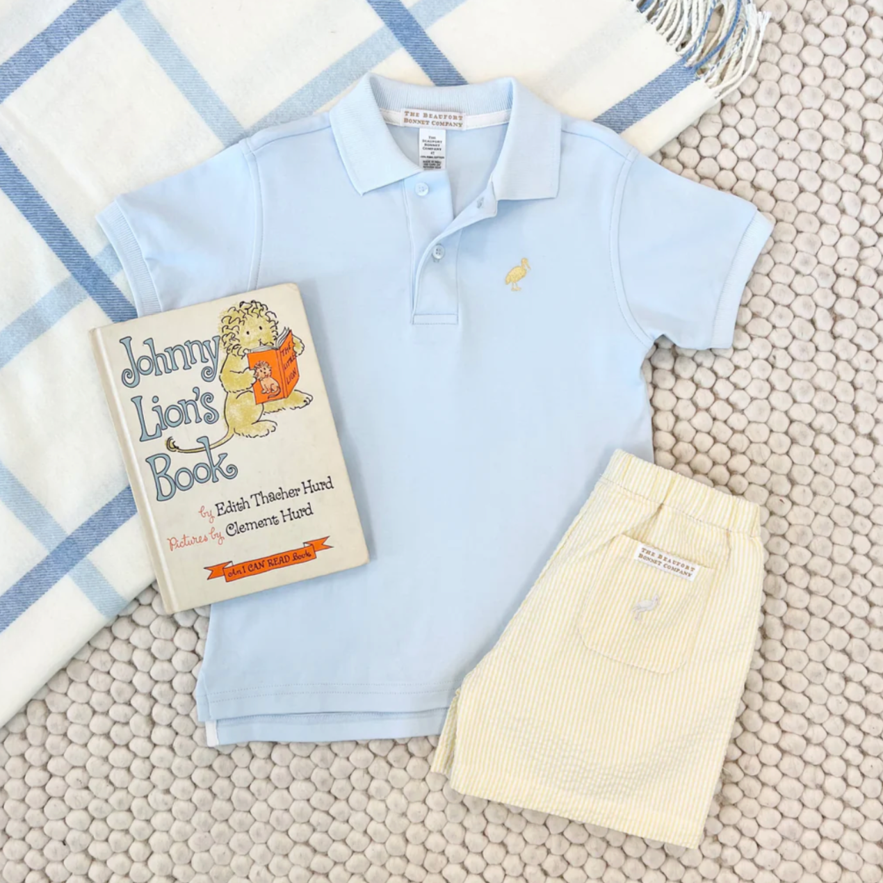 TBBC Prim & Proper Polo Buckhead Blue with Yellow Stork
