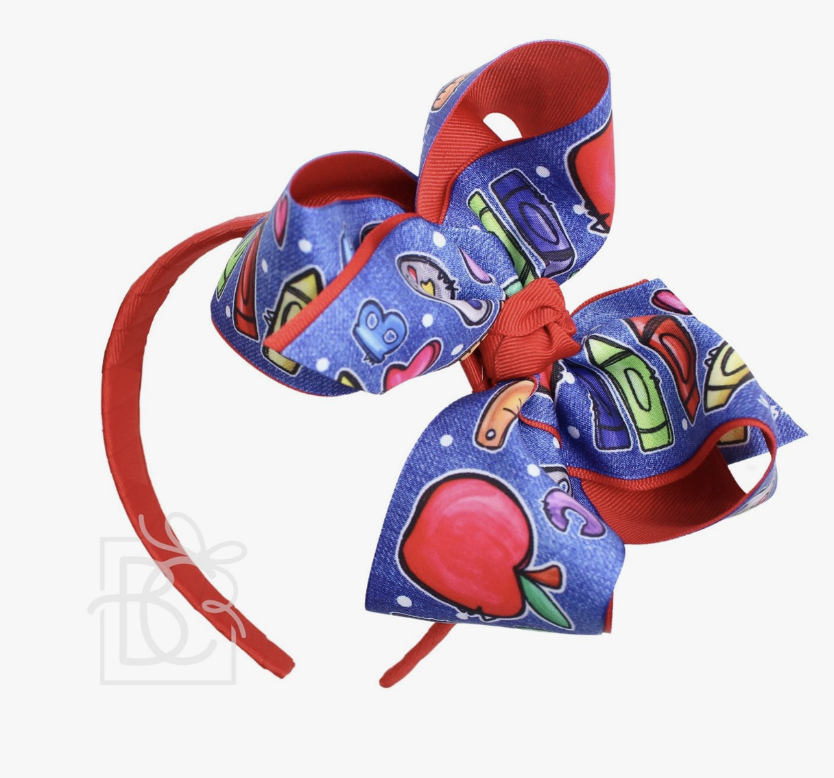 Beyond Creations Royal/Red School Bow Headband