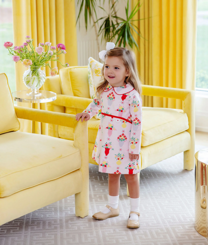 TBBC Lindy's Lunch Dress Broadcloth Pink and Plentiful with Richmond Red