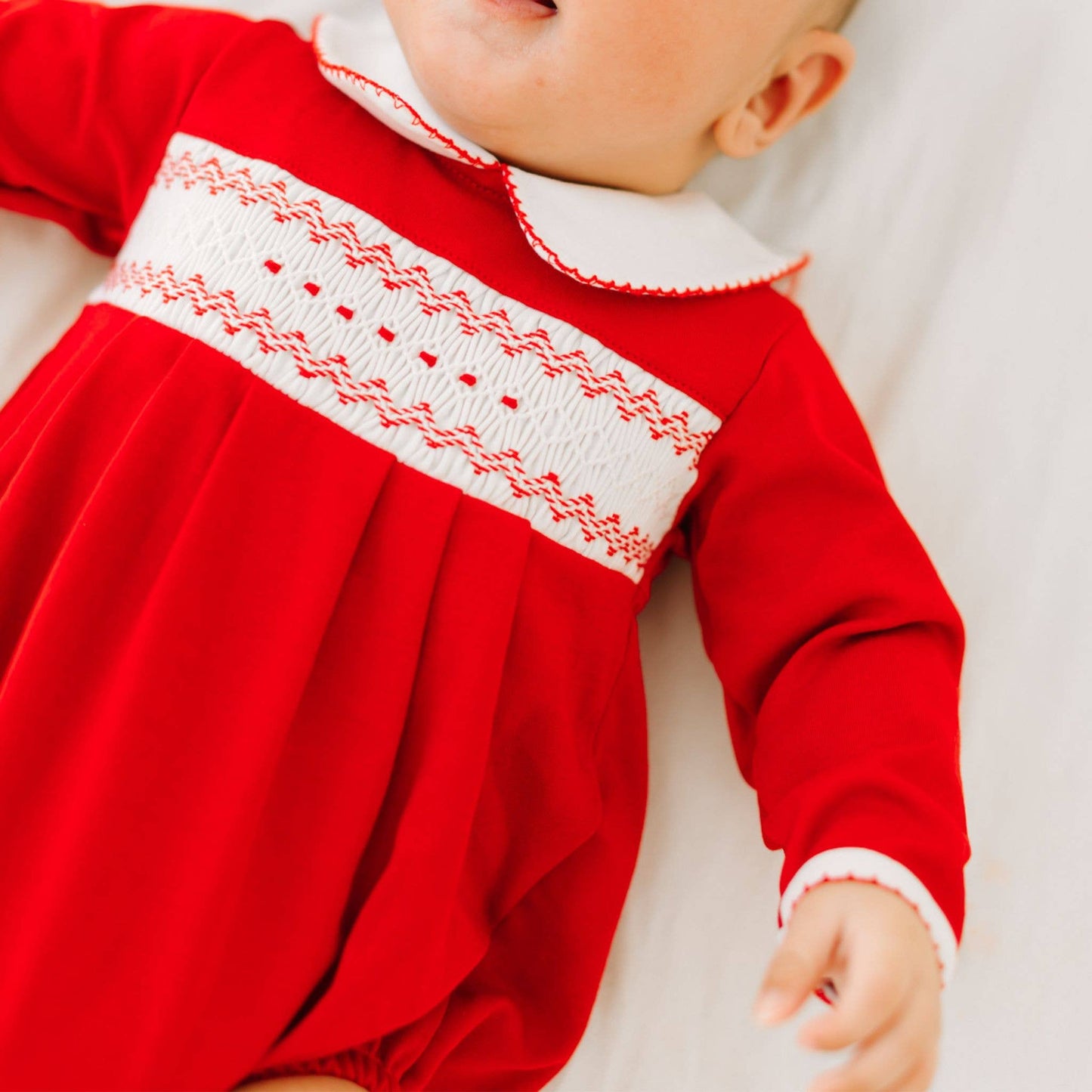 MB Chris Classics Smocked LS Red Unisex Bubble
