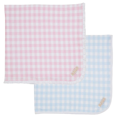 TBBC Baby Buggy Blanket Gingham - Blue or Pink