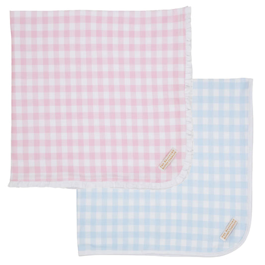 TBBC Baby Buggy Blanket Gingham - Blue or Pink