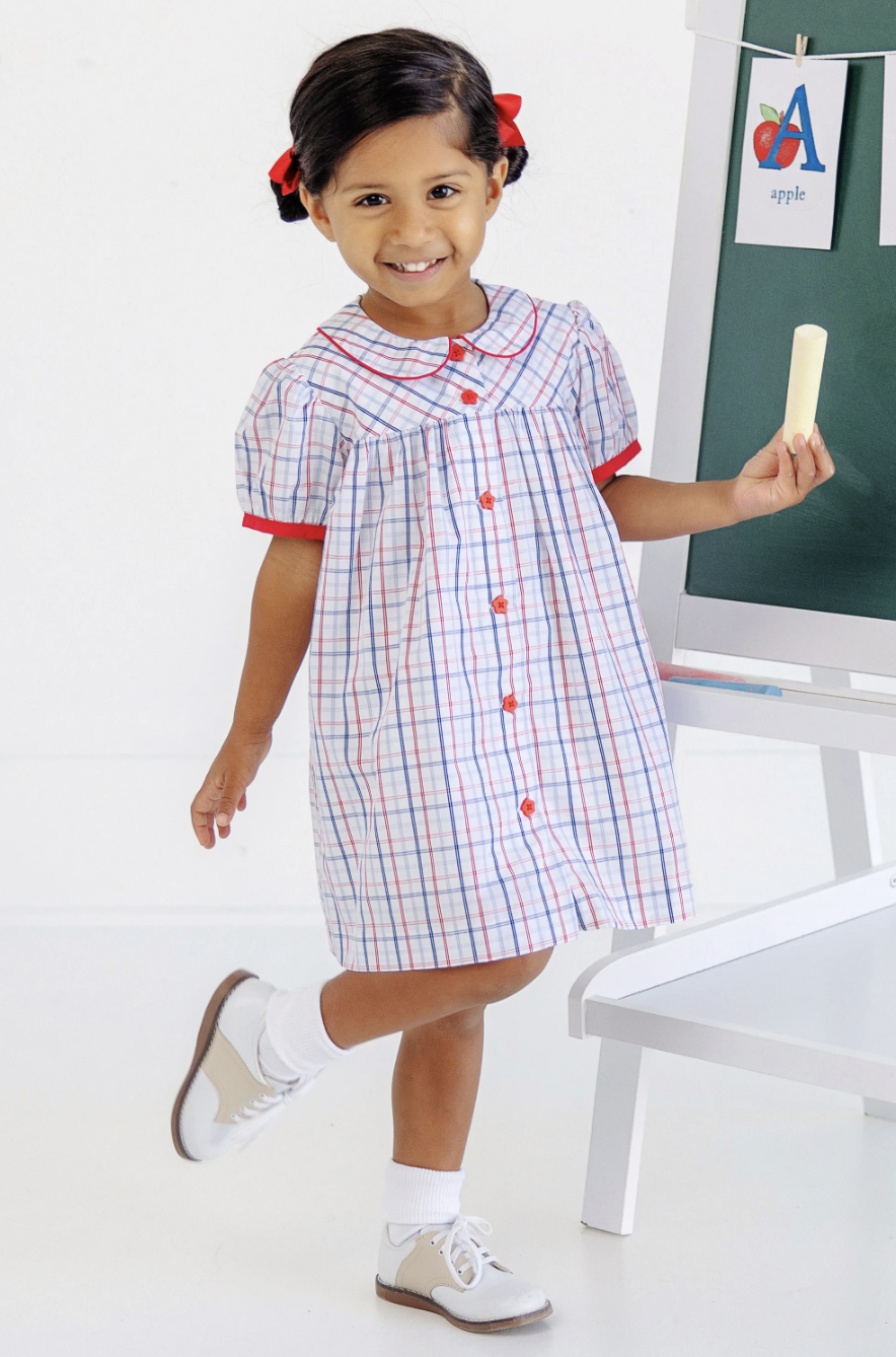 TBBC Tabithas Teachers Pet Dress Whitehall Windowpane/ Richmond Red