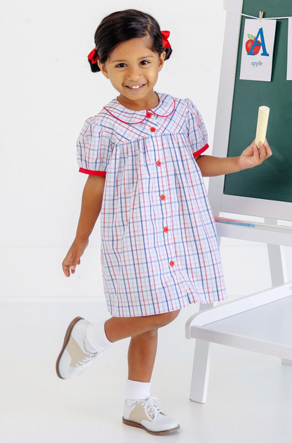 TBBC Tabithas Teachers Pet Dress Whitehall Windowpane/ Richmond Red