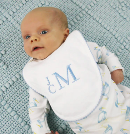 TBBC Bellyful Bib with Picot Trim - Blue Trim
