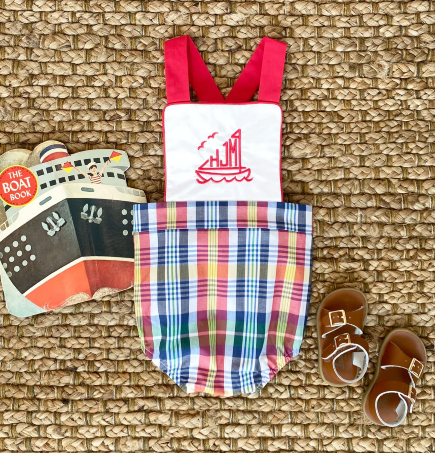 TBBC Sayre Sunsuit Monpelier Plaid - WA White with Richmond Red
