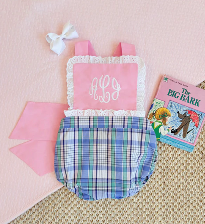 TBBC Sally Sunsuit Lauderdale Pier Plaid / Pier Party Pink Woven