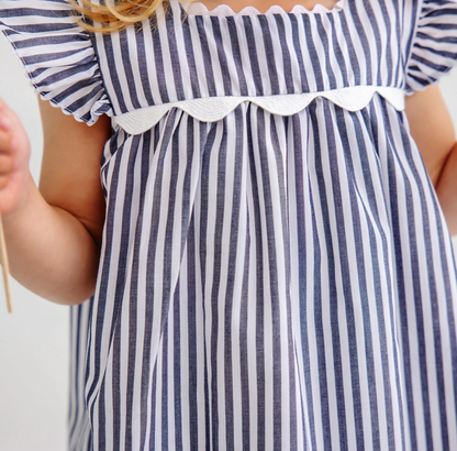TBBC Rosemary Ric Rac Dress Nantucket Navy Stripe/Worth Avenue White