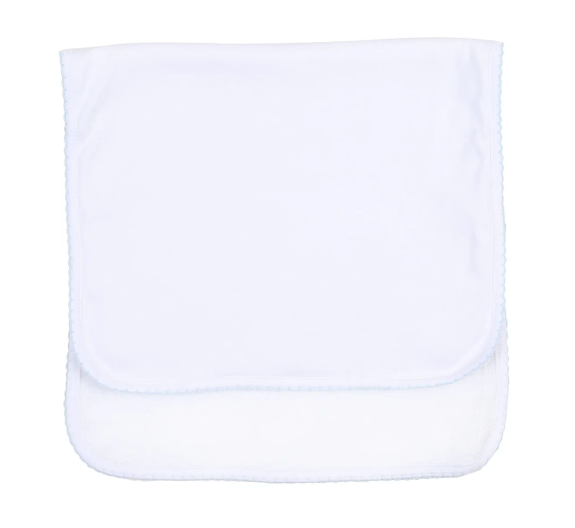 MB Essentials White Burp Cloth with Trim (Pink or Blue)