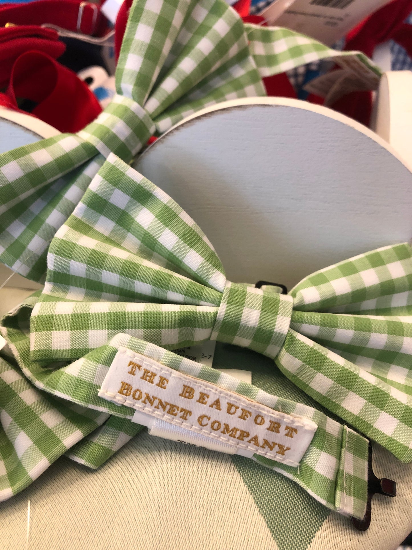 The Beaufort Bonnet Company Baylor Bow Tie- Grenada Green Gingham