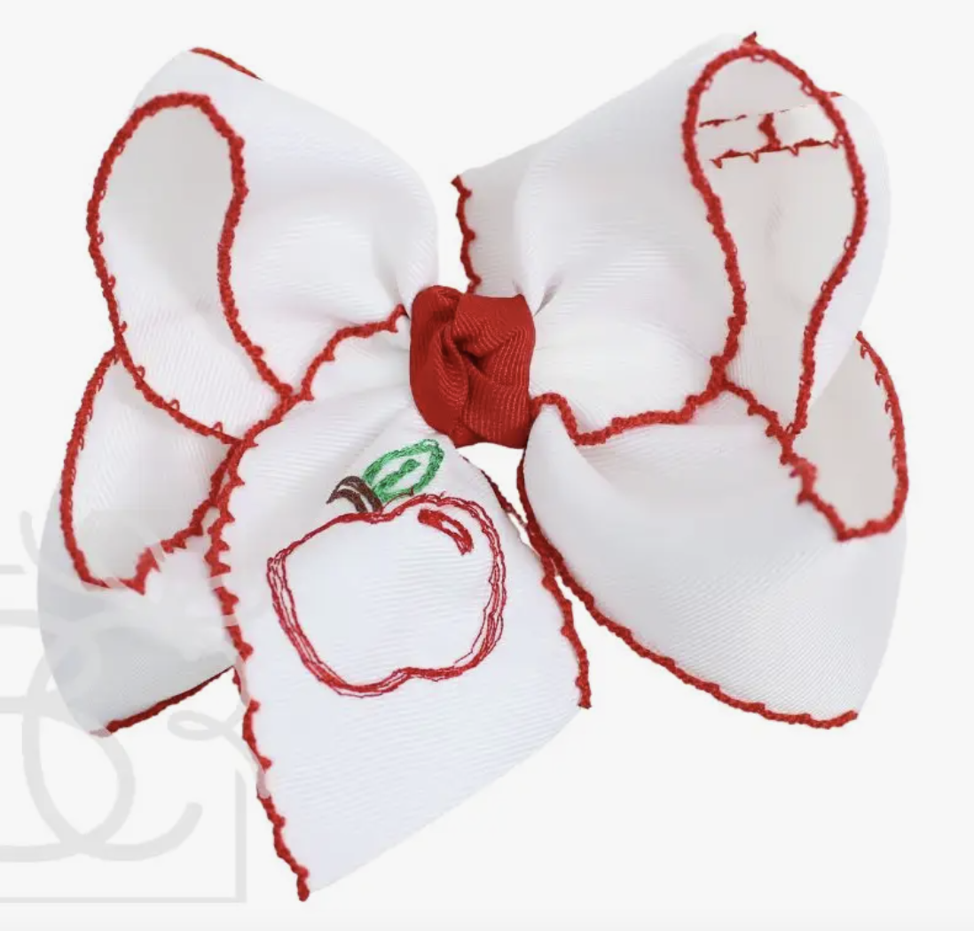 Beyond Creations Emb Large Apple Outline Bow