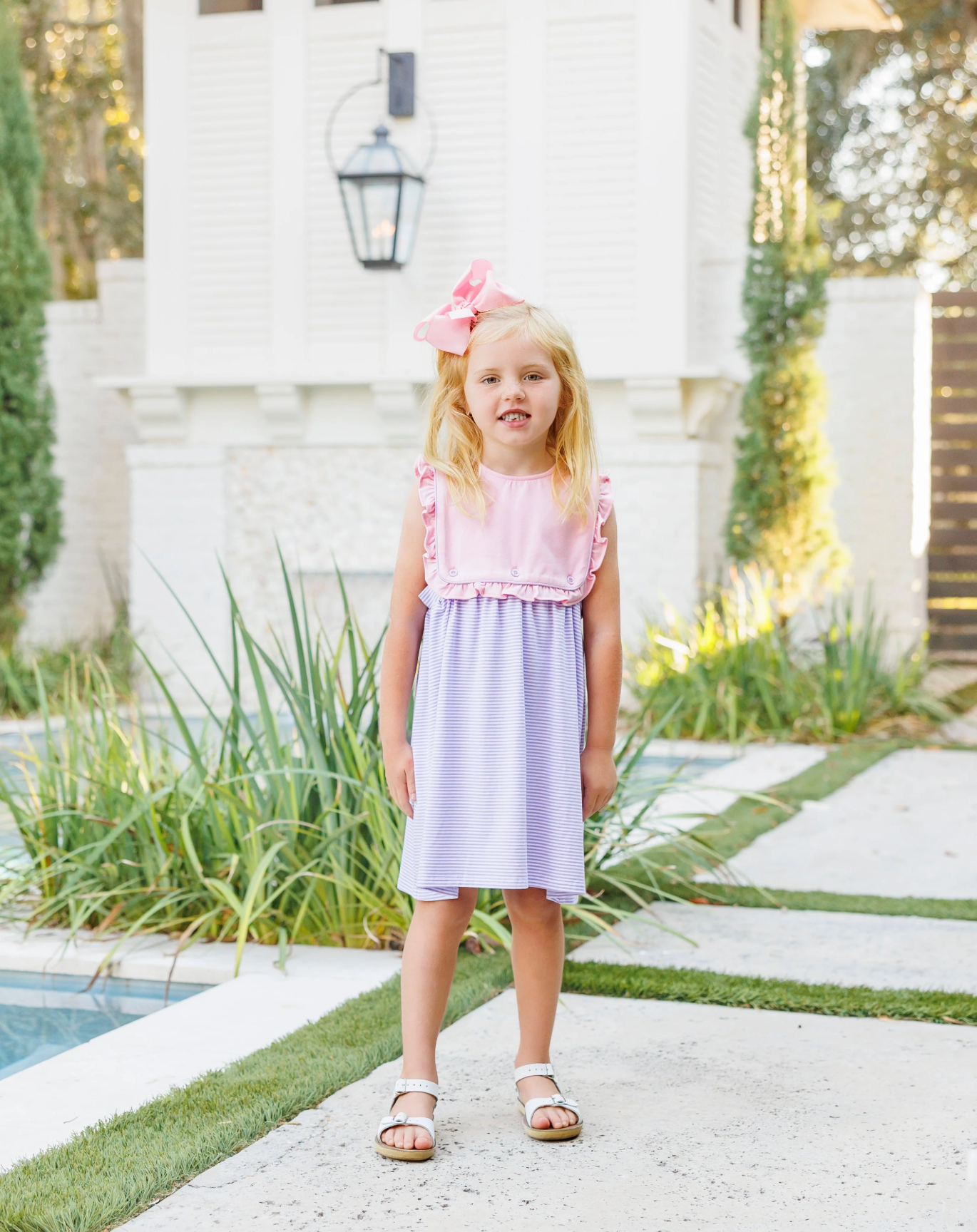 JB Amelia Dress - Pink and Lavender Stripe