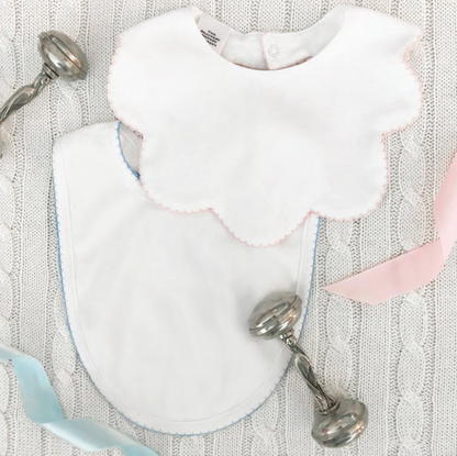 TBBC Bellyful Bib with Picot Trim - Blue Trim