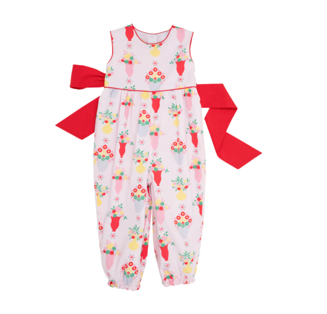 TBBC Sleeveless Rebecca Romper-  Pink & Plentiful with Richmond Red