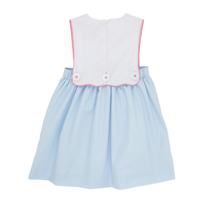 TBBC Brady Button In Dress- Wand- Worth Ave White/ Buckhead Blue/ Hampton Hot Pink