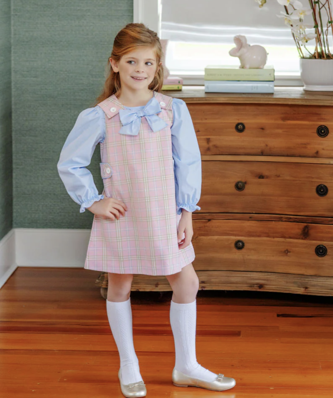TBBC Beatrice Bow Blouse & Onesie Beale Street Blue