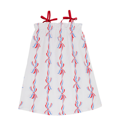 TBBC Laineys Little Dress Broadcloth- Americas Birthday Bows/Richmond Red