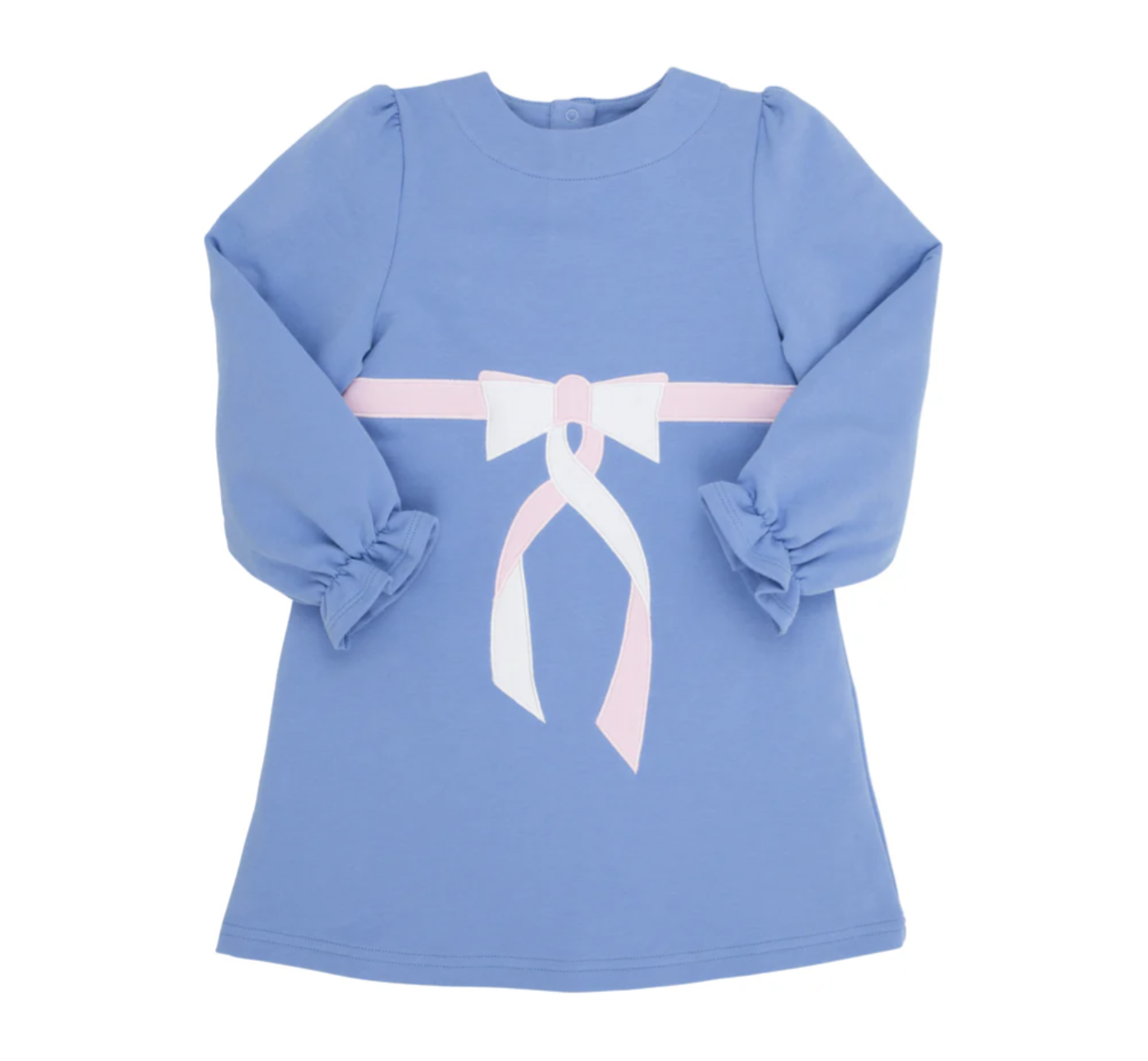 TBBC Eliza's Applique Dress Barbados Blue with Palm Beach Pink & Worth Avenue White Bow
