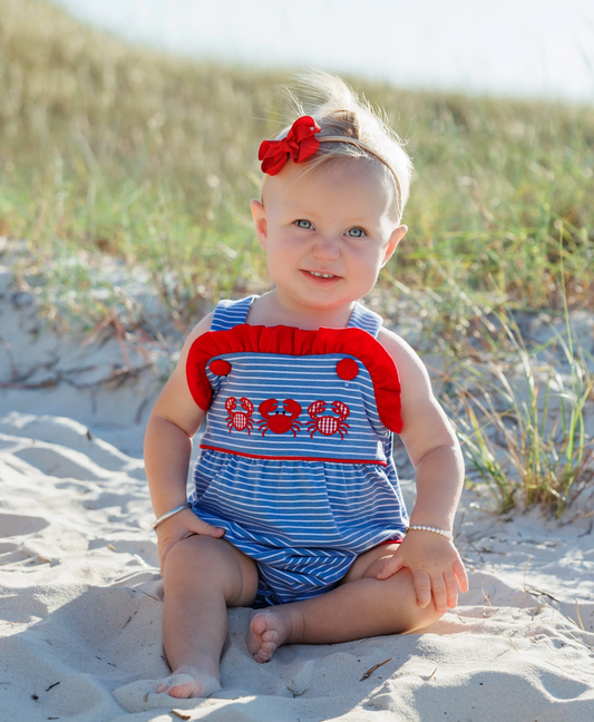 JB Coastal Crabs Ruffle Sunsuit (Girls)
