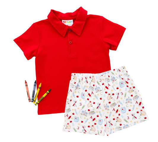 JB Easy as ABC Polo Short Set