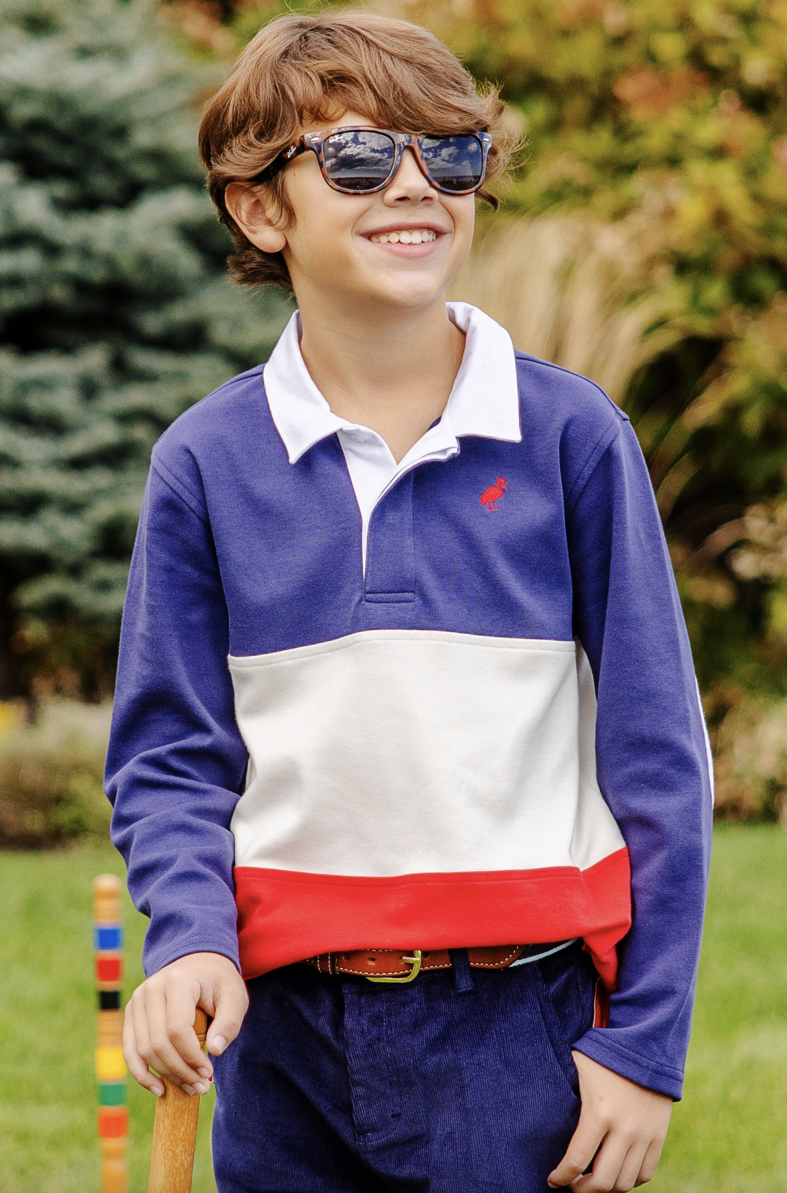 TBBC Rollins Rugby Shirt Nantucket Navy, Pearl, and  Red