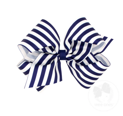 King Nautical Stripe Print Grosgrain Hair Bow