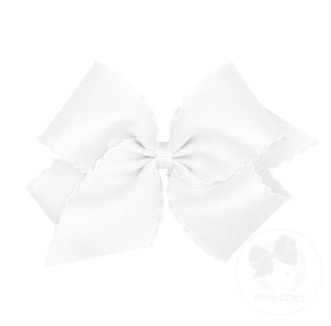 King Grosgrain Hair Bow with Matching Moonstitch Edge Wee Ones