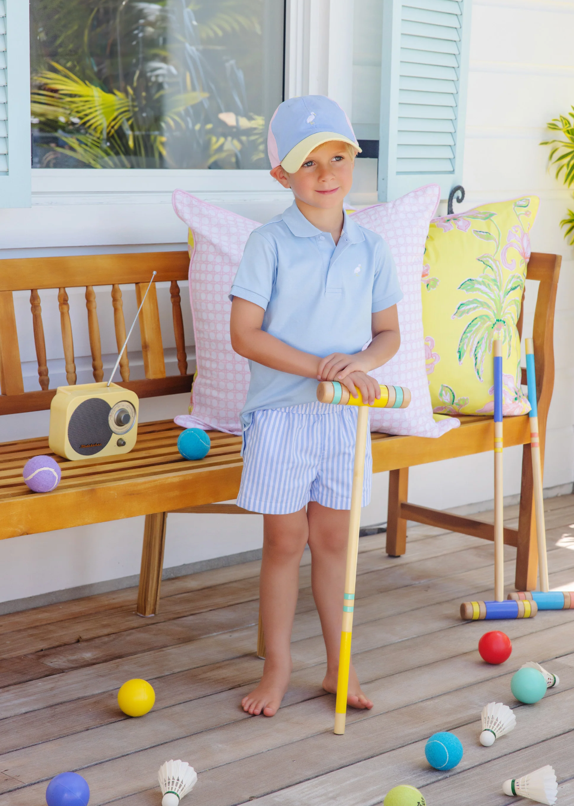 TBBC Sheffield Shorts Beale St Blue Stripe with Grace Bay Green