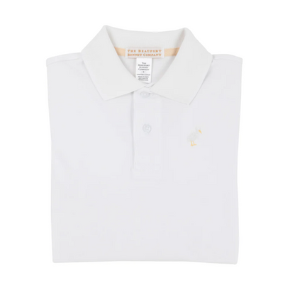 TBBC Long Sleeve Prim & Proper Polo & Onesie Worth Avenue White with Multicolor Stork